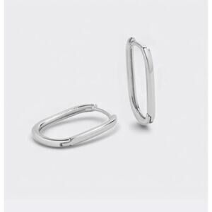 Mint & Lilly Retro Box Huggie Hoop Earrings*Silver Plated Over Brass